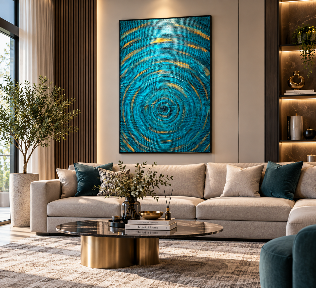 Infinite Calm – 3D Textured Concentric Circle Canvas Wall Art