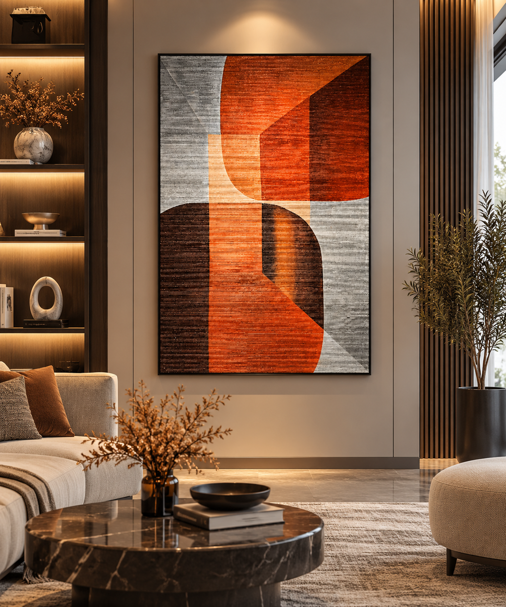 Curves in Balance – 3D Textured Geometric Canvas Wall Art