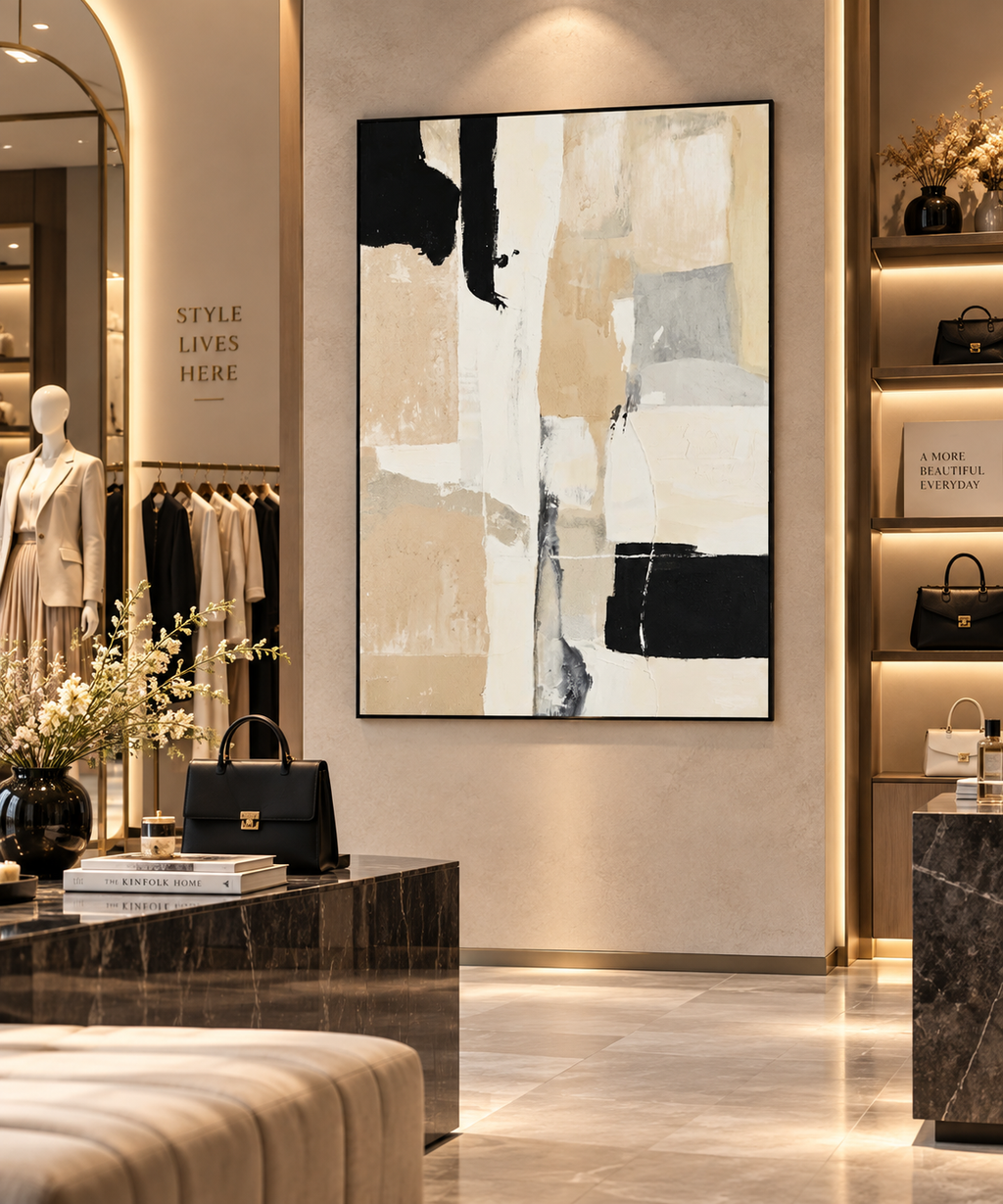 Neutral Horizon – 3D Textured Abstract Canvas Wall Art