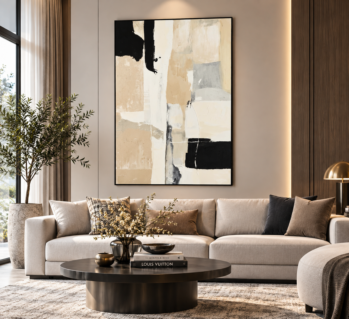 Neutral Horizon – 3D Textured Abstract Canvas Wall Art