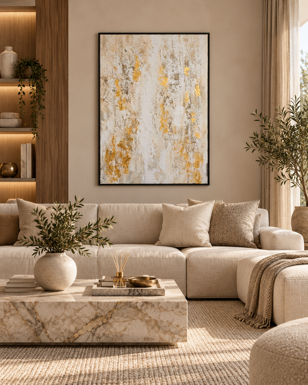 Gilded Veil – 3D Textured Abstract Canvas Wall Art