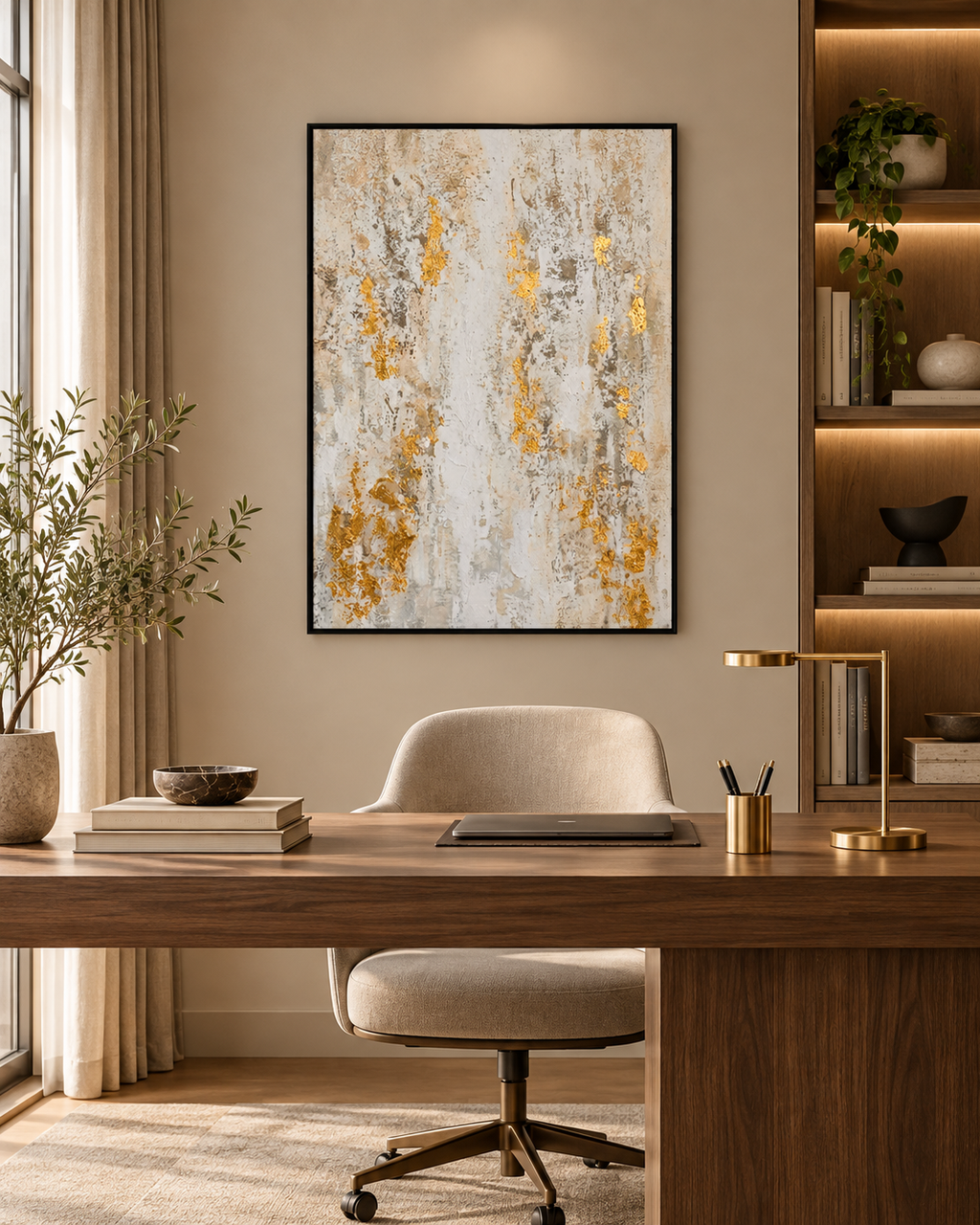 Gilded Veil – 3D Textured Abstract Canvas Wall Art