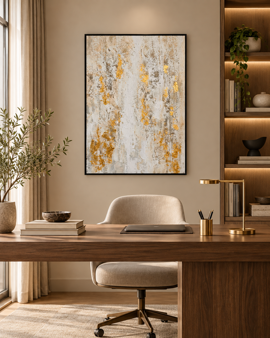 Gilded Veil – 3D Textured Abstract Canvas Wall Art