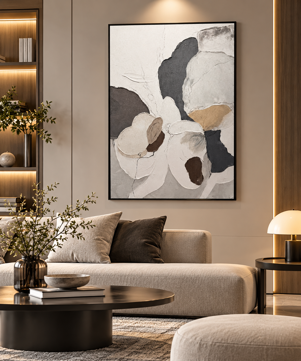 Quiet Bloom – 3D Textured Abstract Floral Wall Art