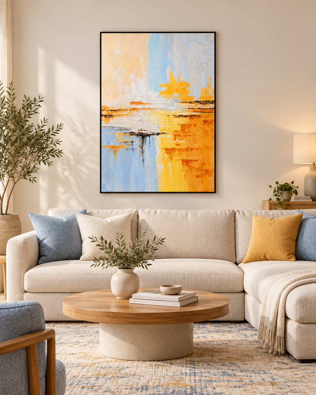 Golden Divide – 3D Textured Abstract Canvas Wall Art