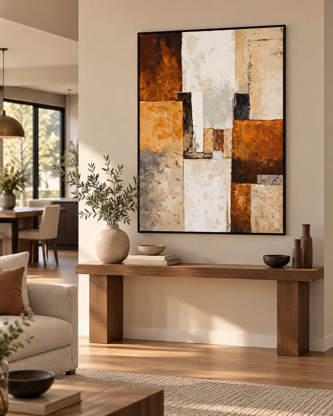 Earth & Light – 3D Textured Geometric Canvas Wall Art