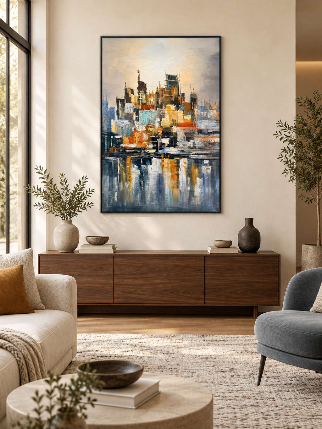 Falling Lights – Abstract Cityscape Canvas Wall Art