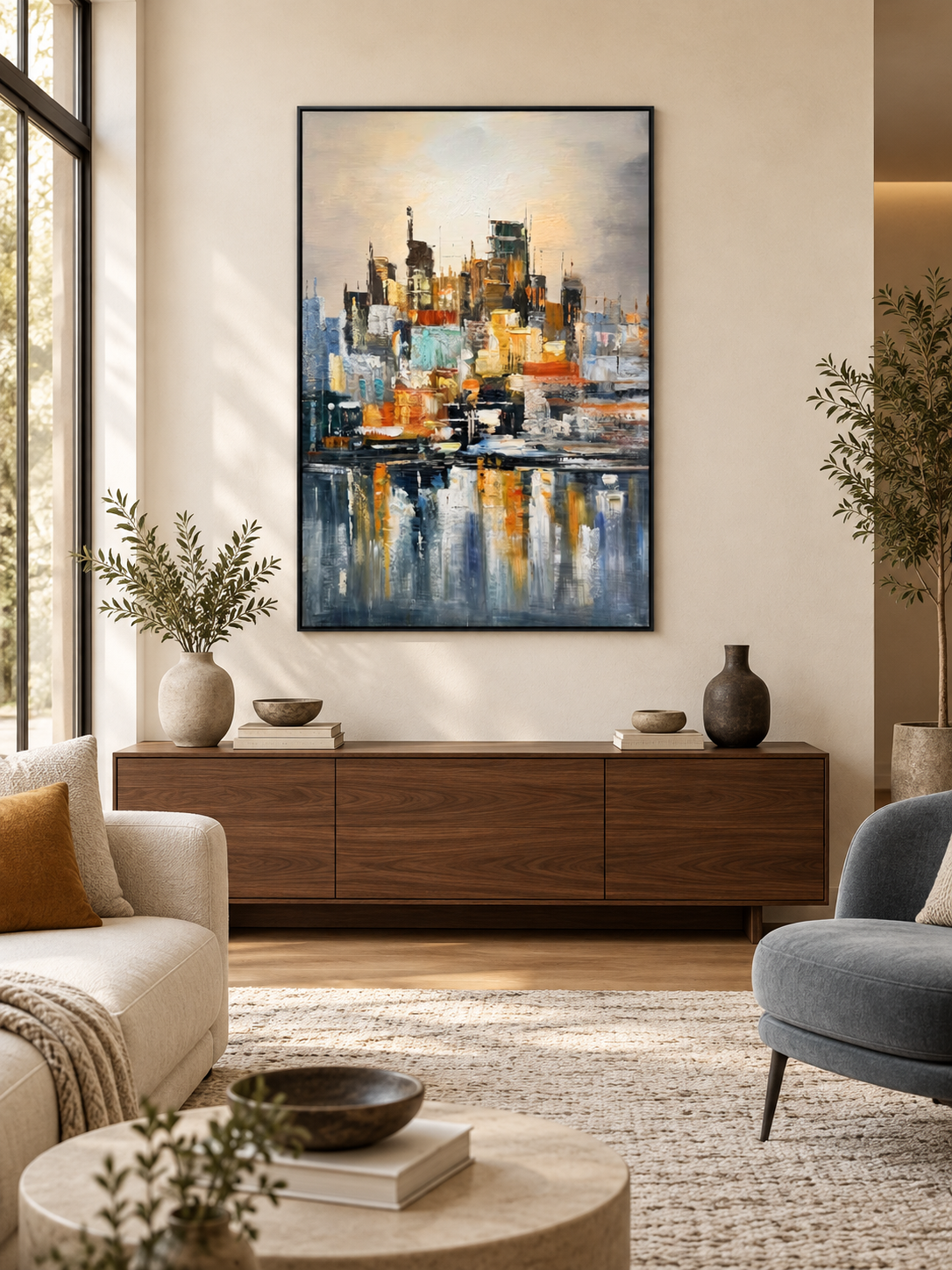 Falling Lights – Abstract Cityscape Canvas Wall Art