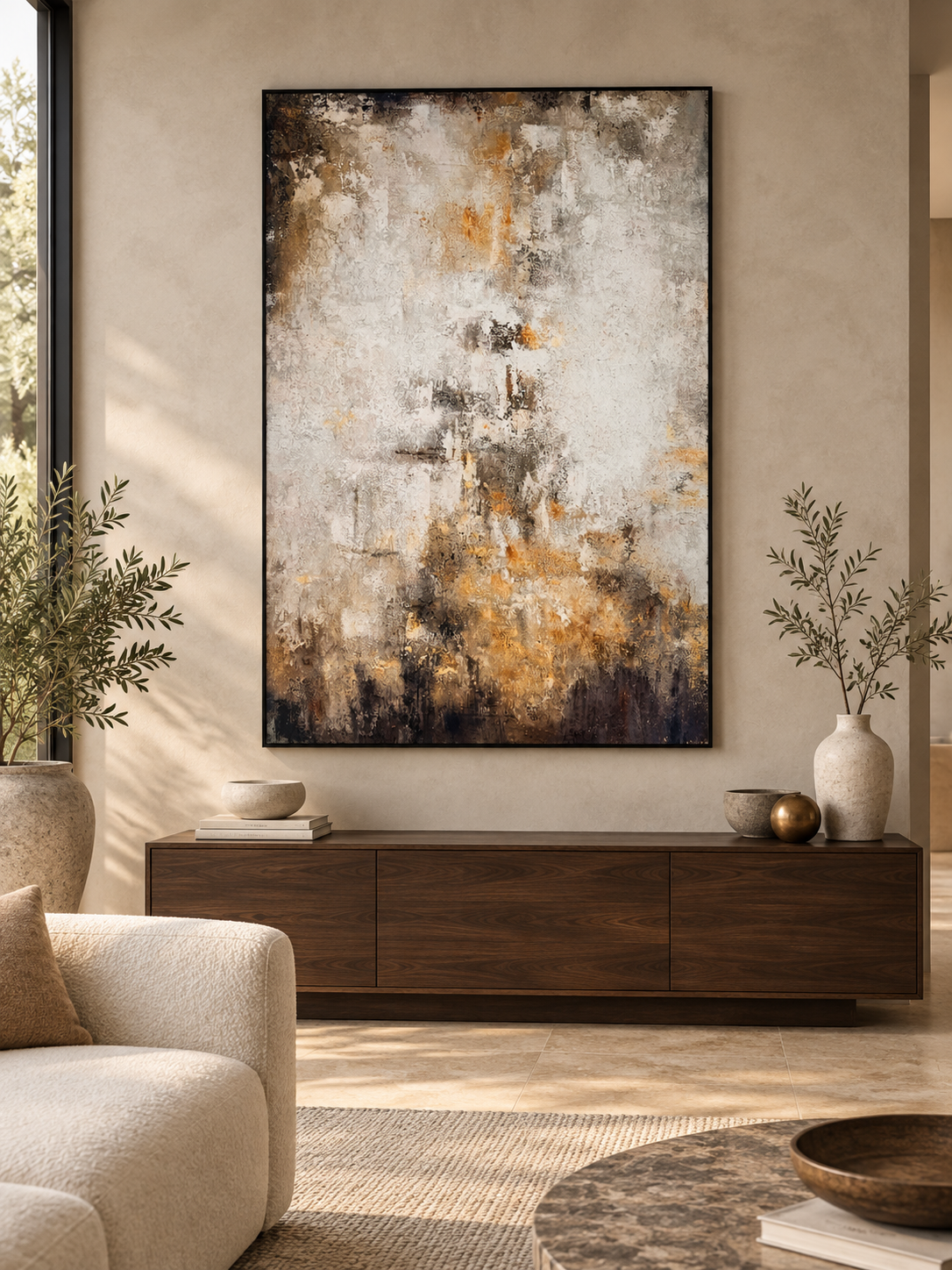 Quiet Horizon – Textured Acrylic Abstract Canvas Wall Art