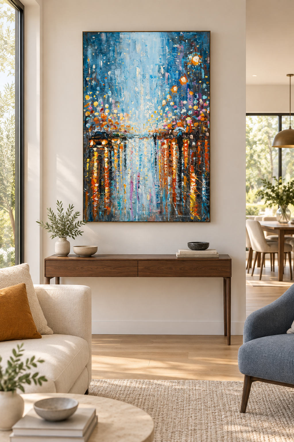 After the Rain – Textured Acrylic Cityscape Canvas Wall Art