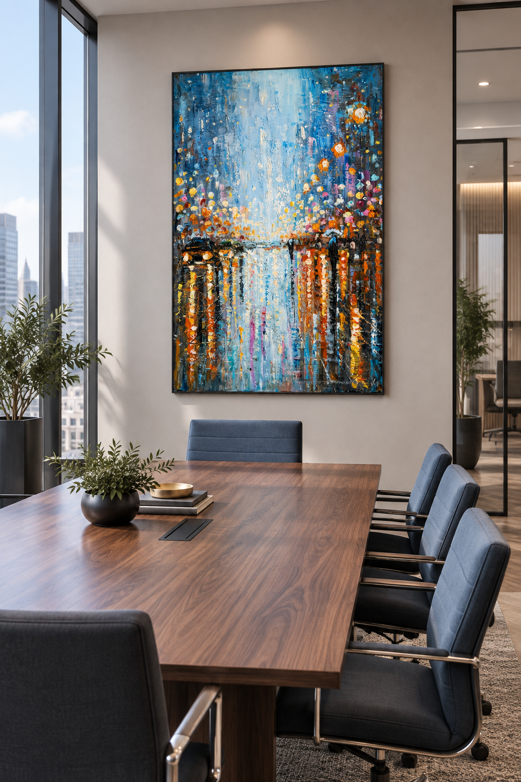 After the Rain – Textured Acrylic Cityscape Canvas Wall Art