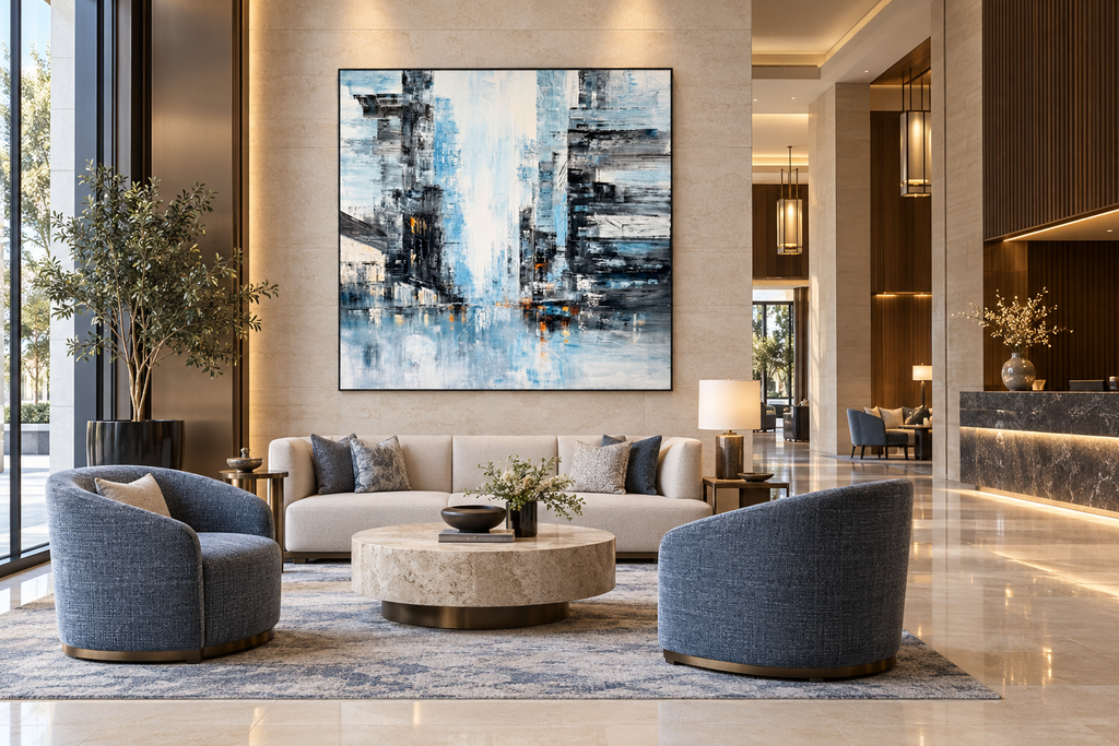 Luminous Cityscape – Textured Acrylic Cityscape Canvas Wall Art