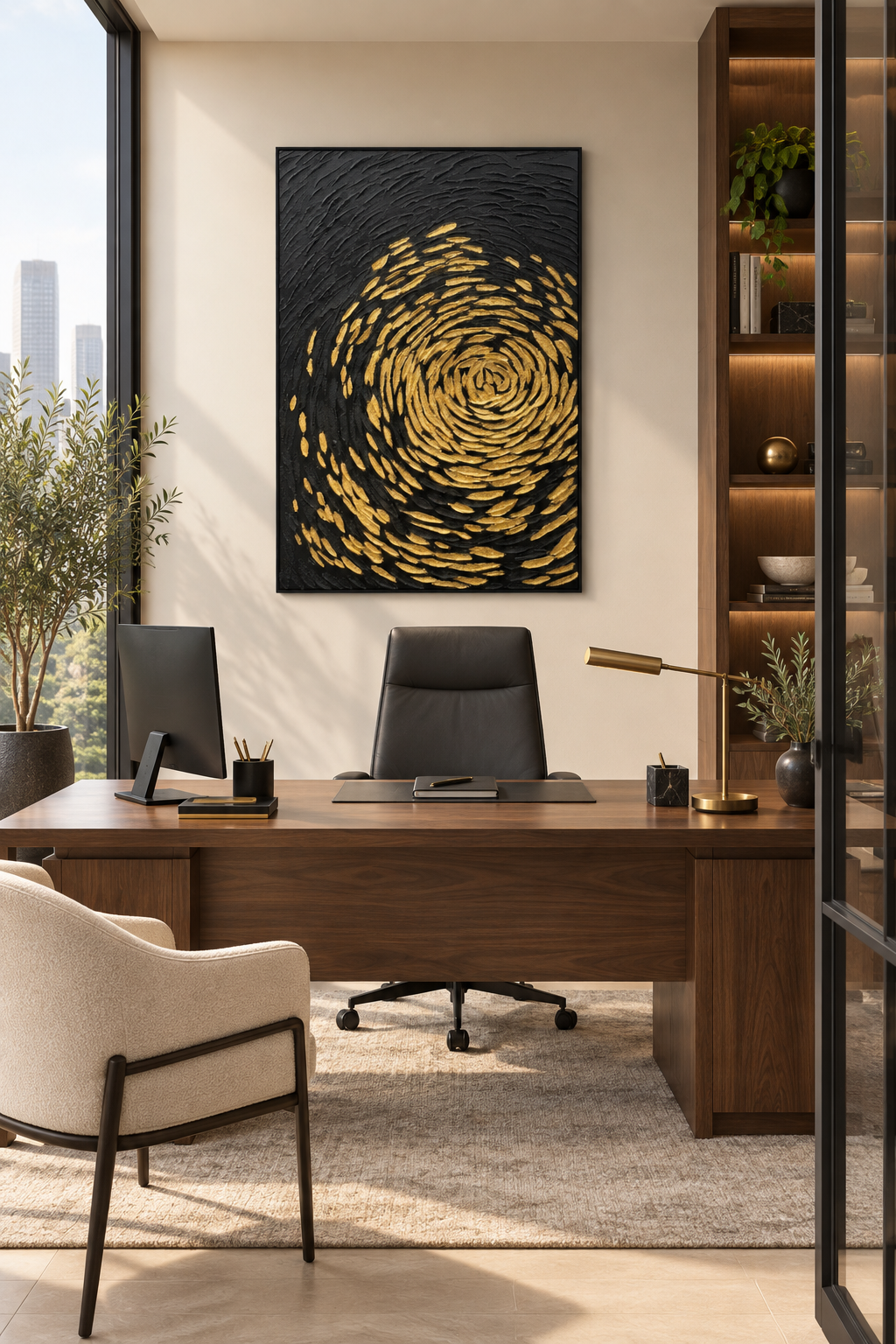 Echoes of Gold | Black & Gold Abstract Canvas Wall Art