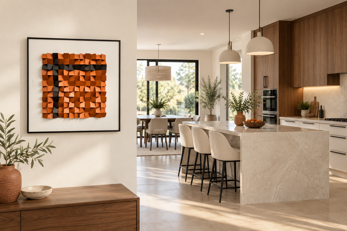 Geometric Wood Blocks – 3D Sculptural Wall Art