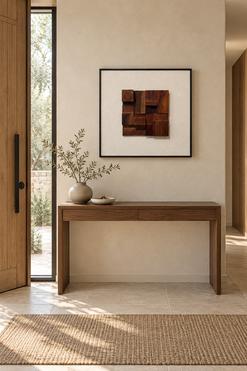 Timber Rhythm – 3D Geometric Wood Block Wall Art