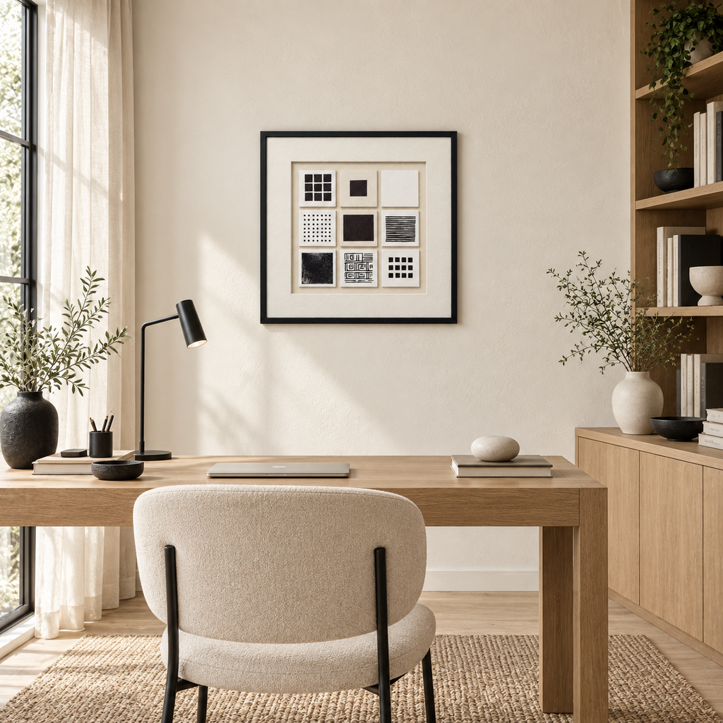 Ninefold Balance – 3D Geometric Panel Wall Art
