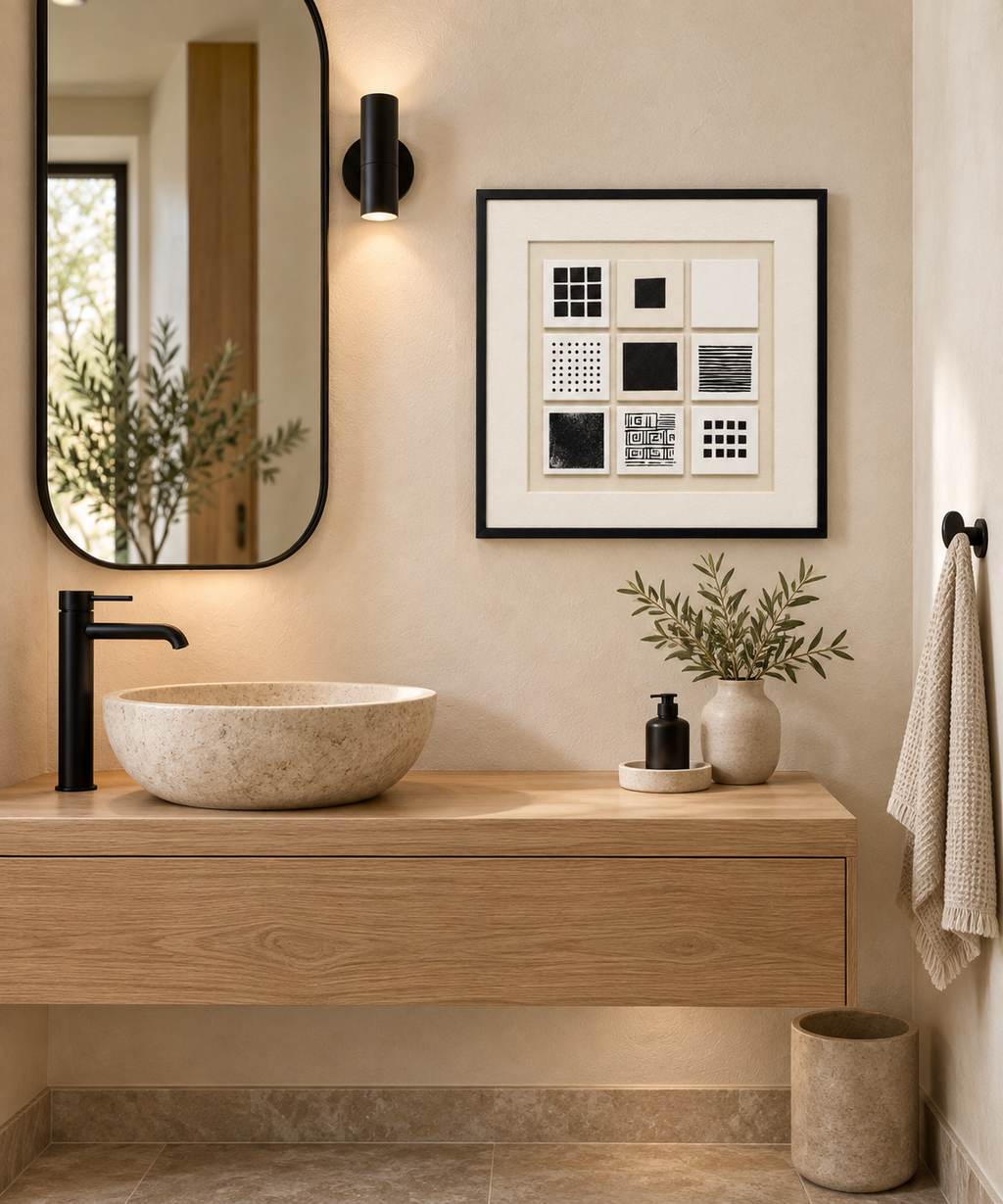 Ninefold Balance – 3D Geometric Panel Wall Art