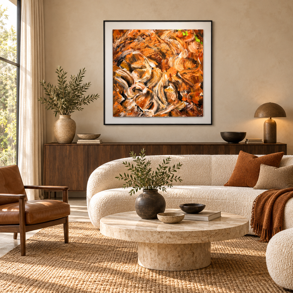 Wild Ochre Dance Canvas Wall Art | Luxury Abstract Painting