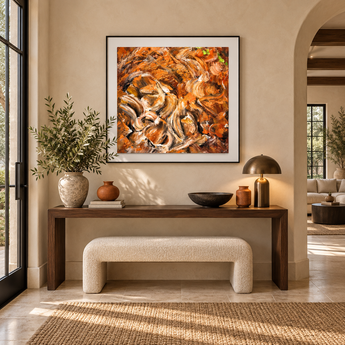 Wild Ochre Dance Canvas Wall Art | Luxury Abstract Painting