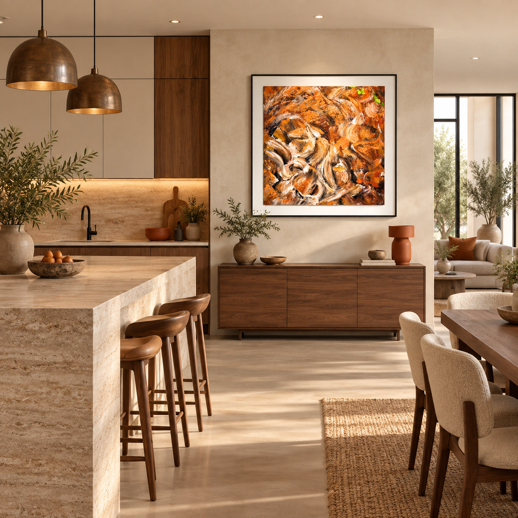 Wild Ochre Dance Canvas Wall Art | Luxury Abstract Painting