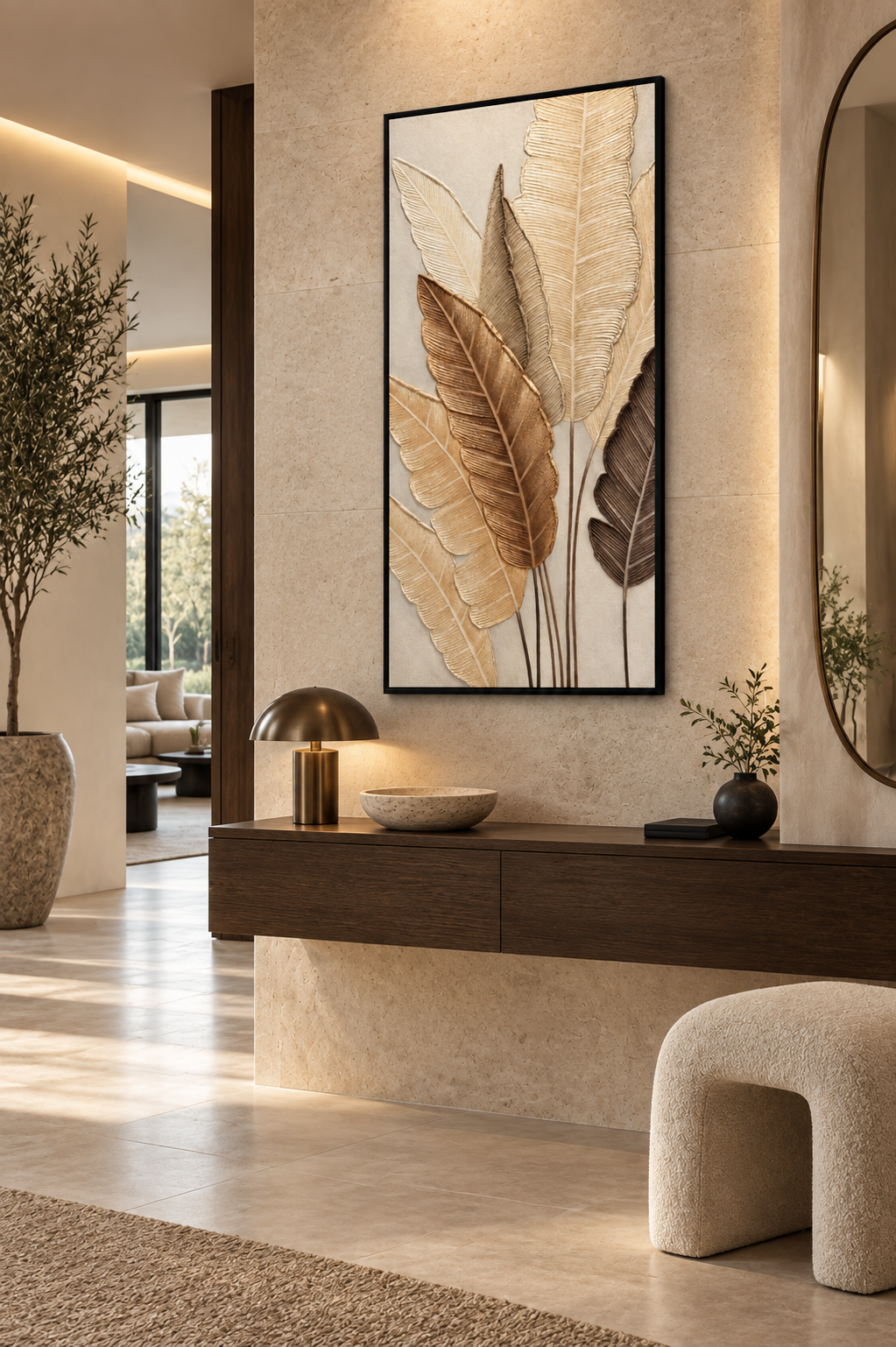 Golden Botanica – 3D Textured Botanical Canvas Wall Art