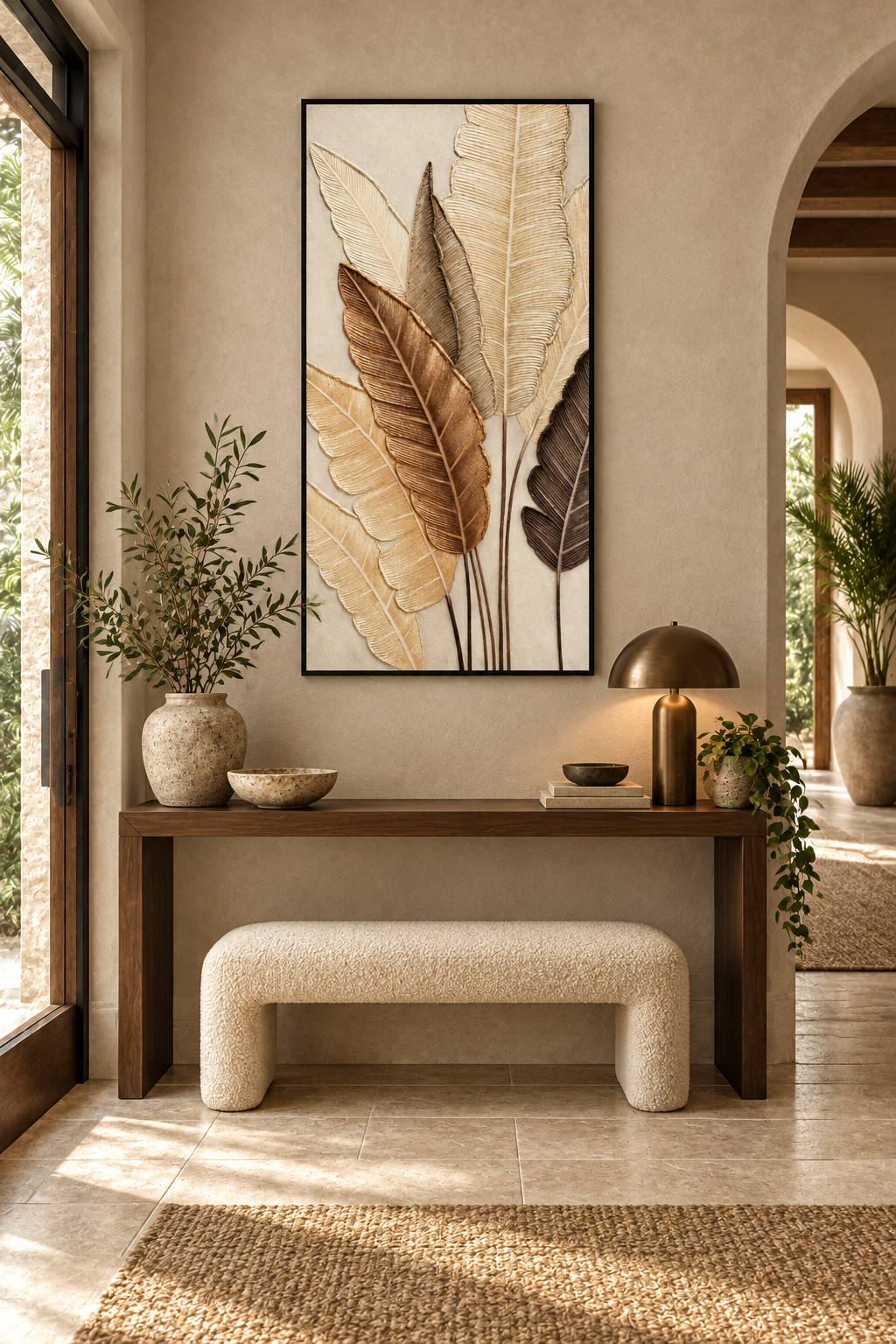 Golden Botanica – 3D Textured Botanical Canvas Wall Art