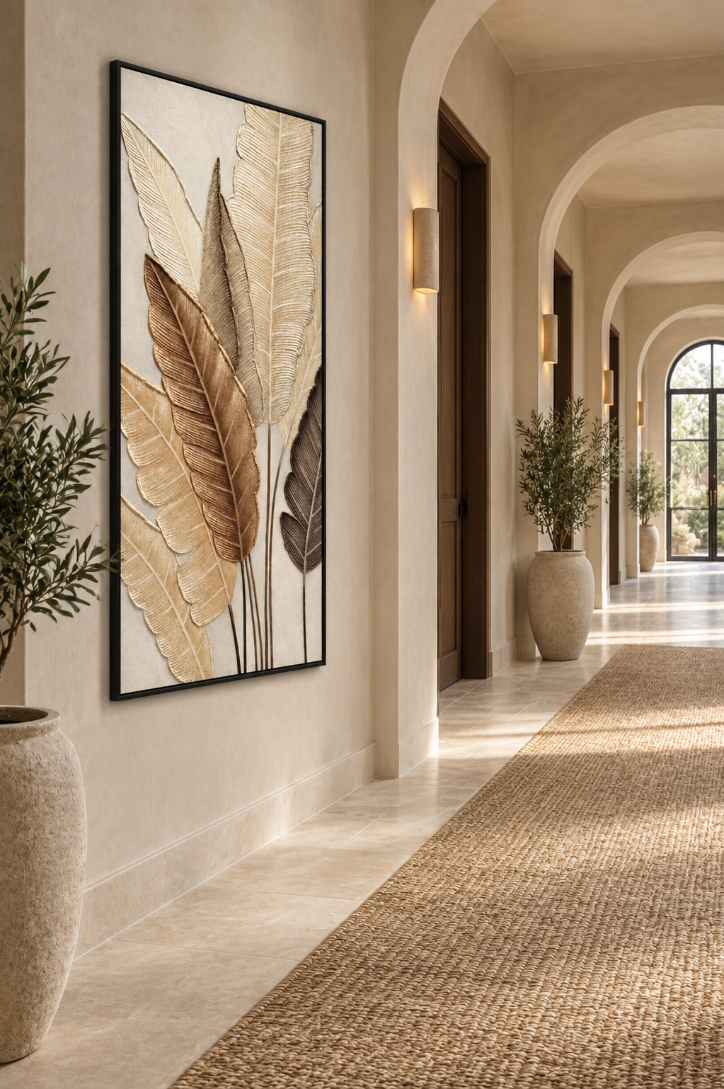 Golden Botanica – 3D Textured Botanical Canvas Wall Art