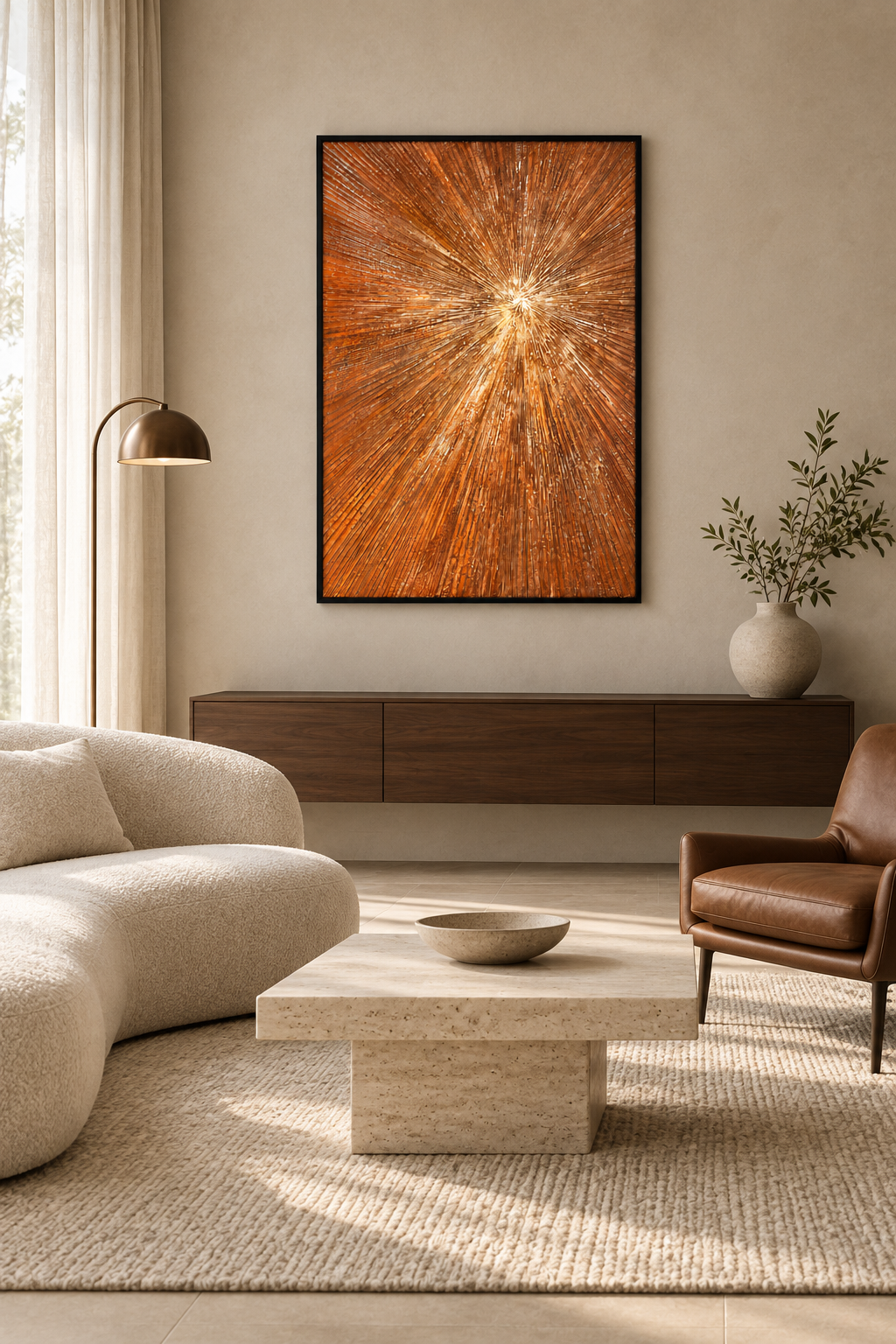 The Radiant Core – Textured Acrylic Abstract Canvas Wall Art