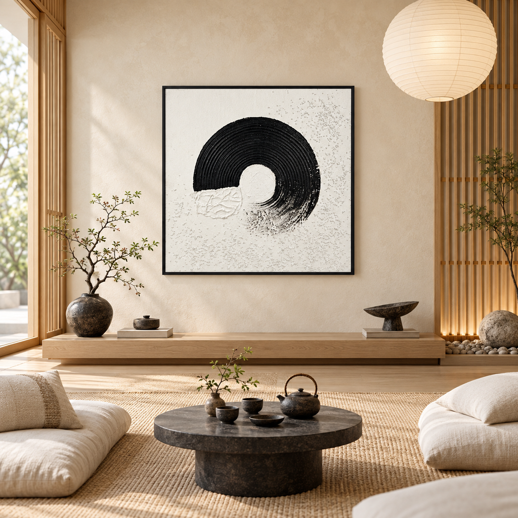 Gravity Curve – Textured Acrylic Geometric Canvas Wall Art