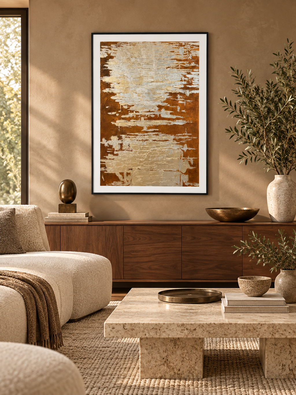 Golden Erosion – Textured Acrylic Abstract Canvas Wall Art