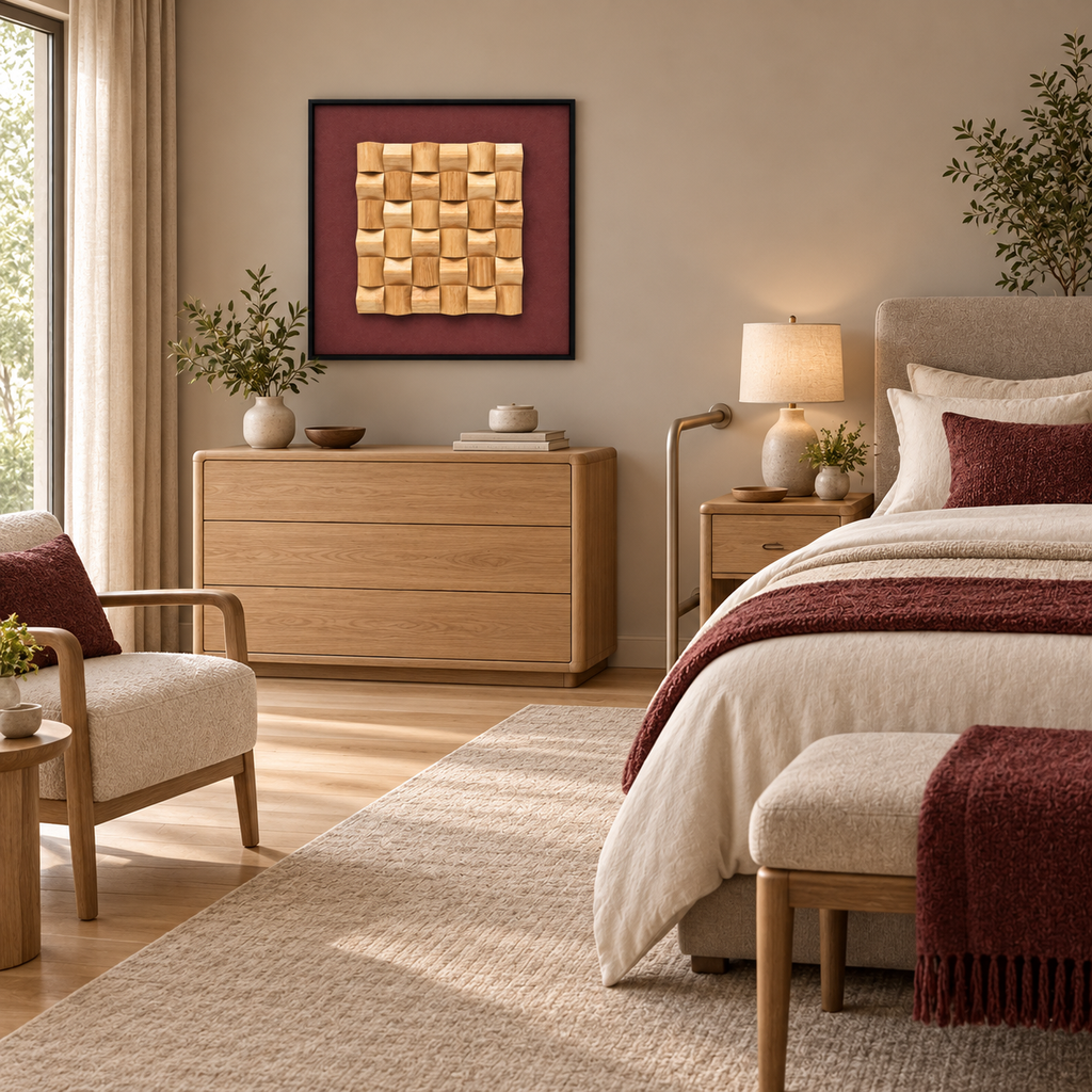 Grain in Motion – 3D Sculptural Wooden Block Wall Art