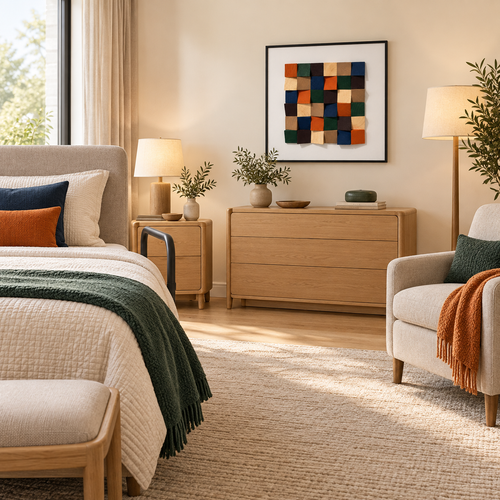 Chromatic Mosaic – 3D Geometric Wooden Block Wall Art