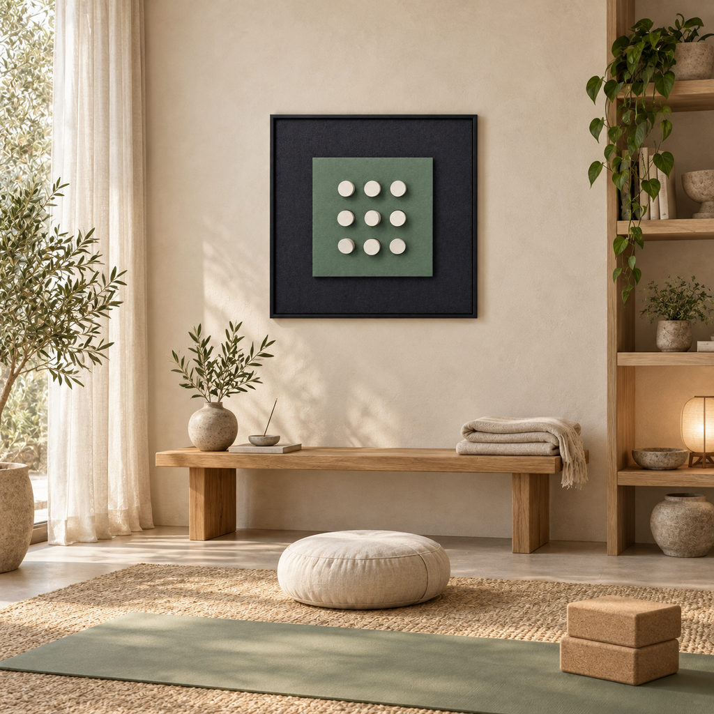 Nine Gentle Notes – 3D Geometric Wooden Disc Wall Art