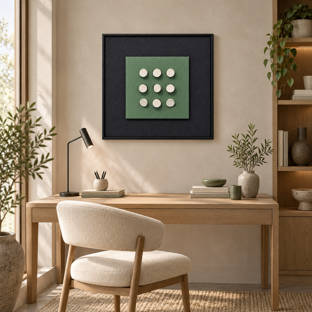 Nine Gentle Notes – 3D Geometric Wooden Disc Wall Art