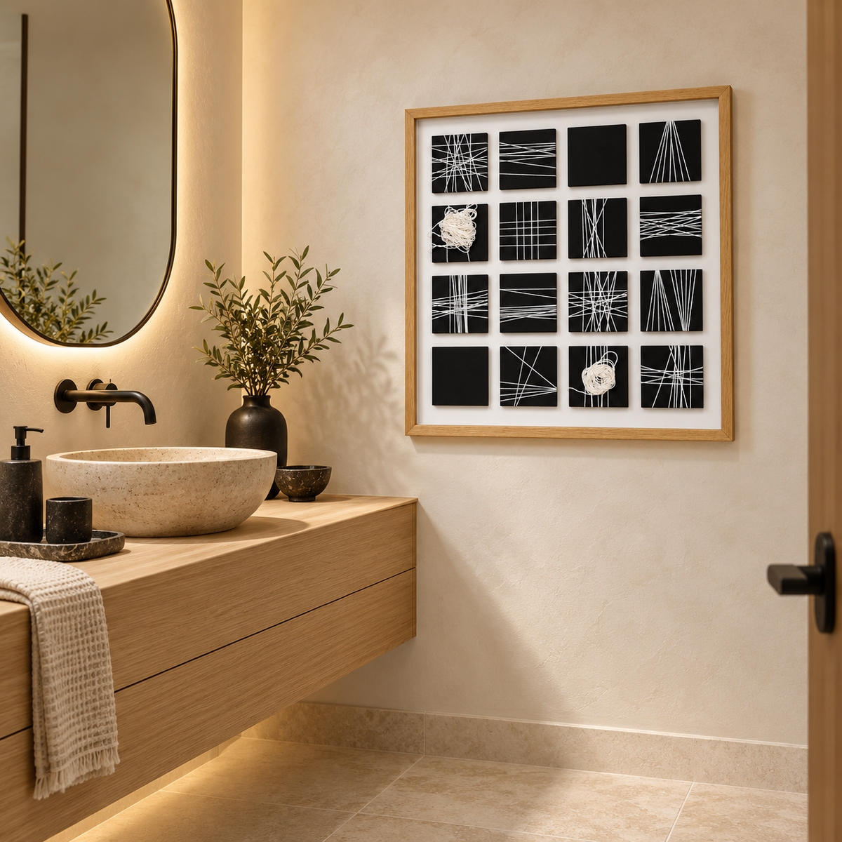 Threads of Thought – 3D Mixed-Media Geometric Thread Wall Art