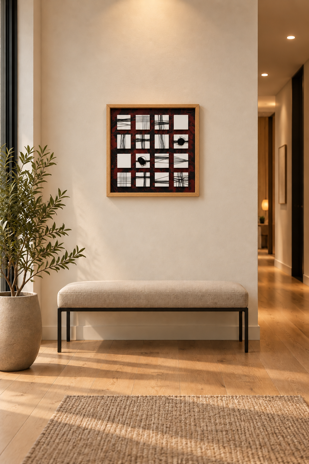 Lines in Motion – 3D Mixed-Media Geometric Thread Wall Art