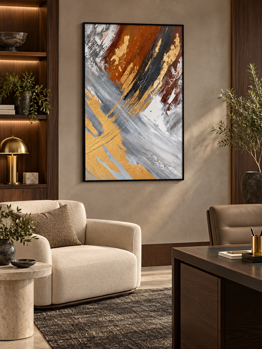 Gilded Ascent – Textured Abstract Canvas Wall Art