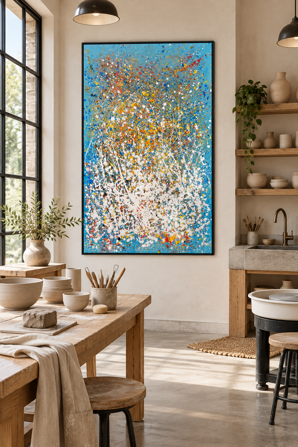 Confetti Sky – Textured Acrylic Abstract Canvas Wall Art