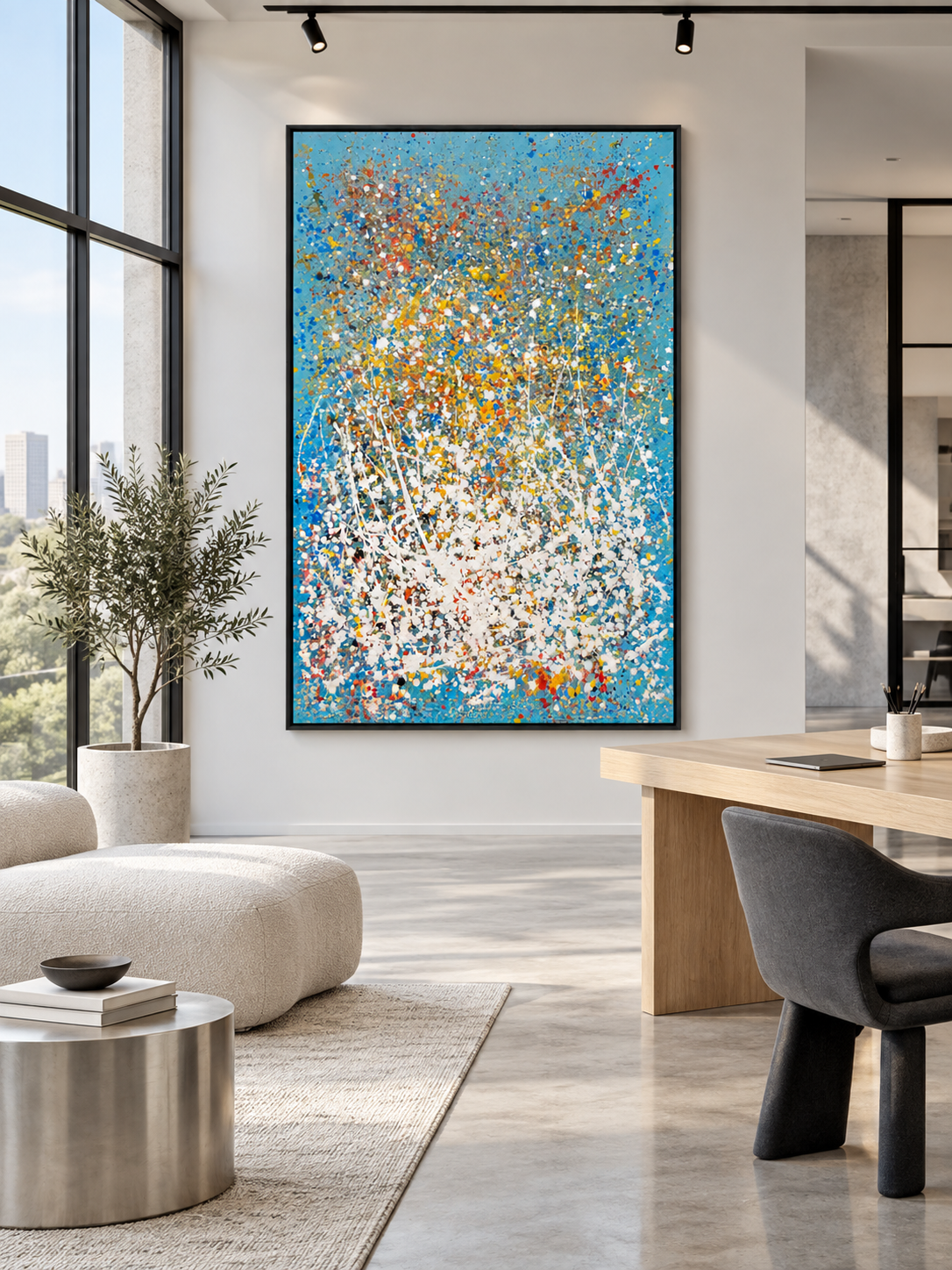 Confetti Sky – Textured Acrylic Abstract Canvas Wall Art