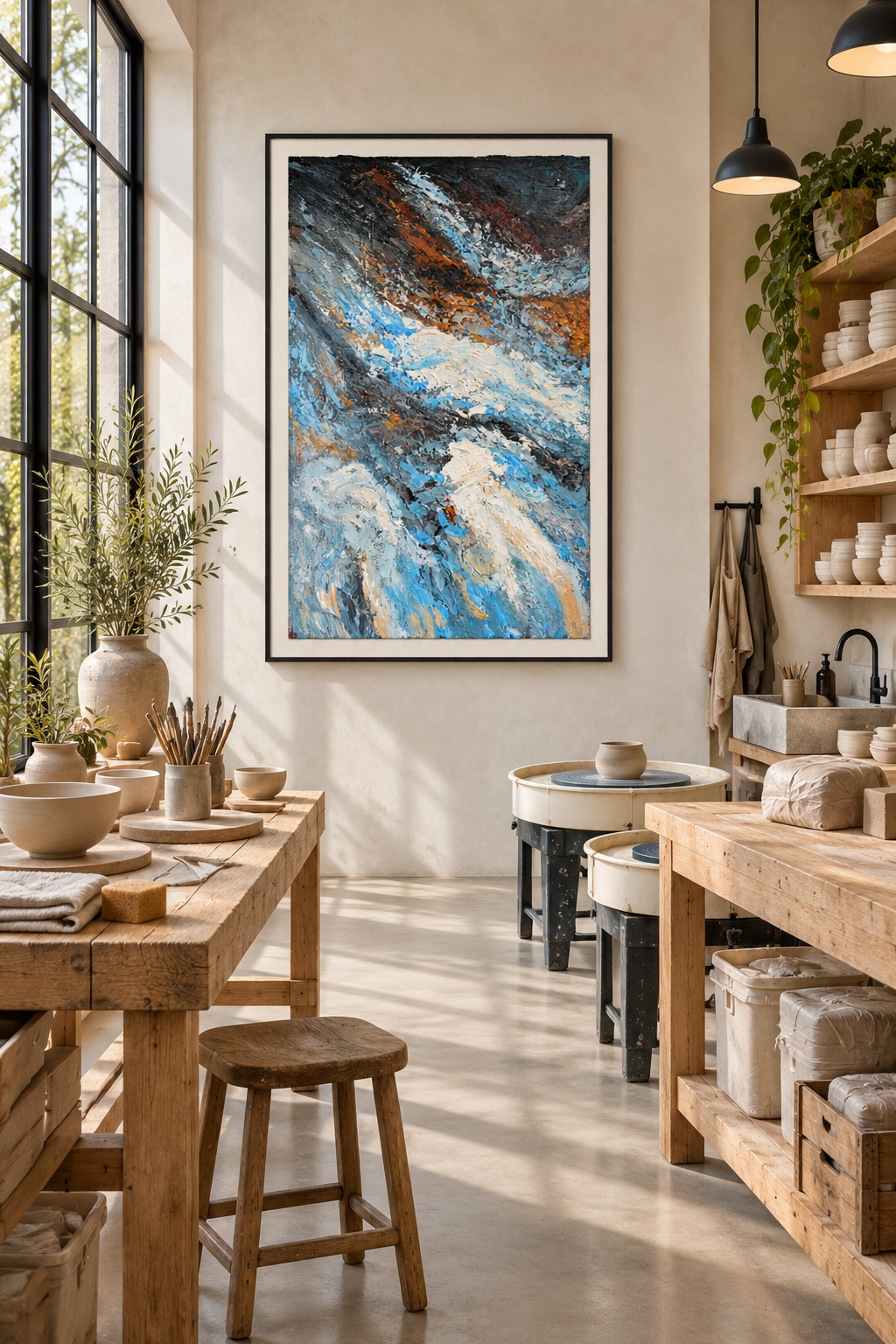 Tempest in Blue – Textured Acrylic Abstract Canvas Wall Art