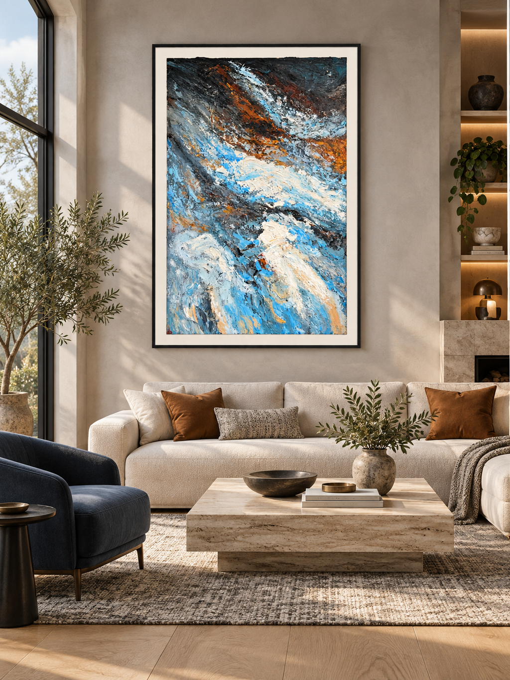 Tempest in Blue – Textured Acrylic Abstract Canvas Wall Art