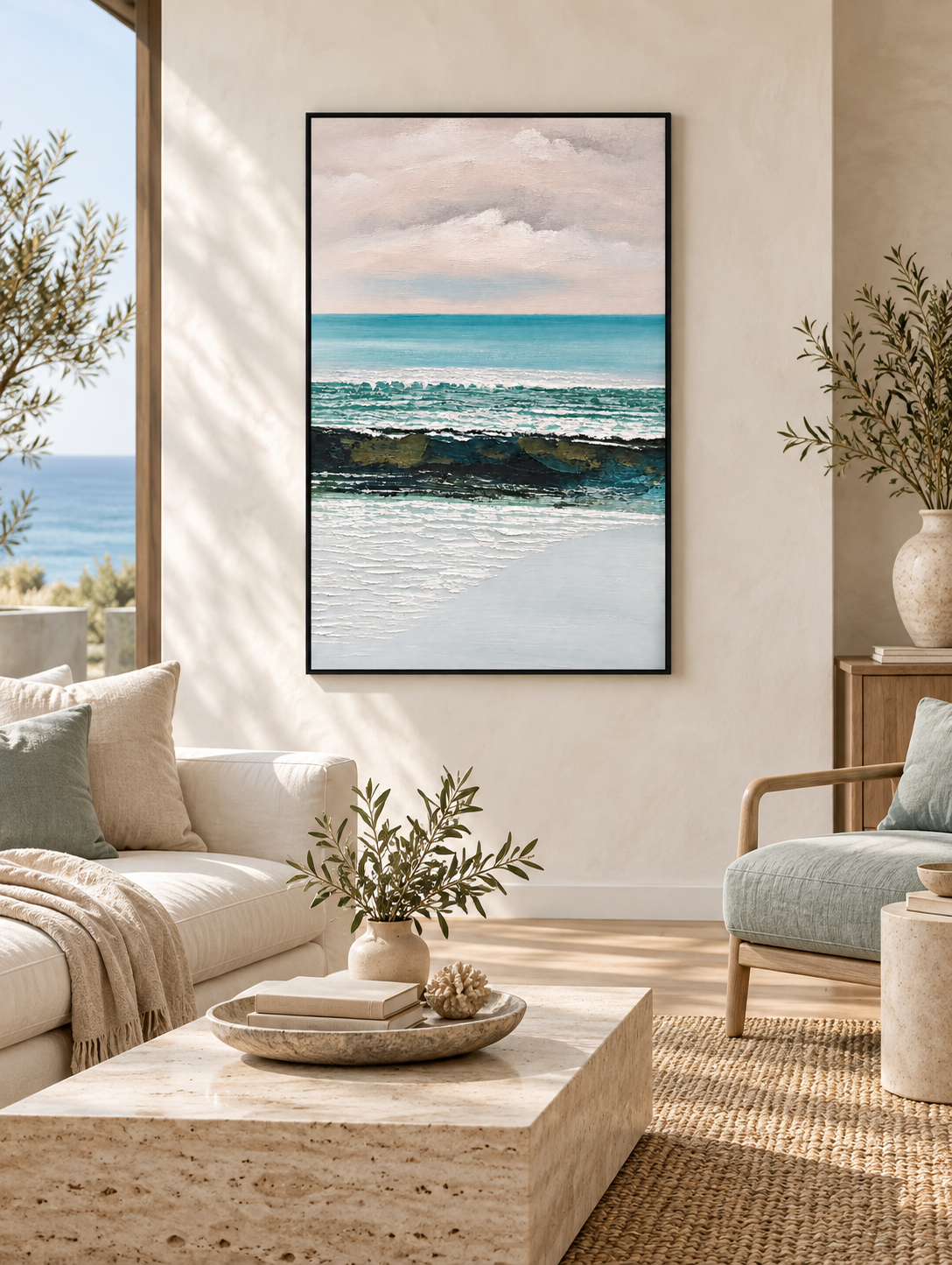 Where the Sea Rests – Textured Acrylic Coastal Canvas Wall Art