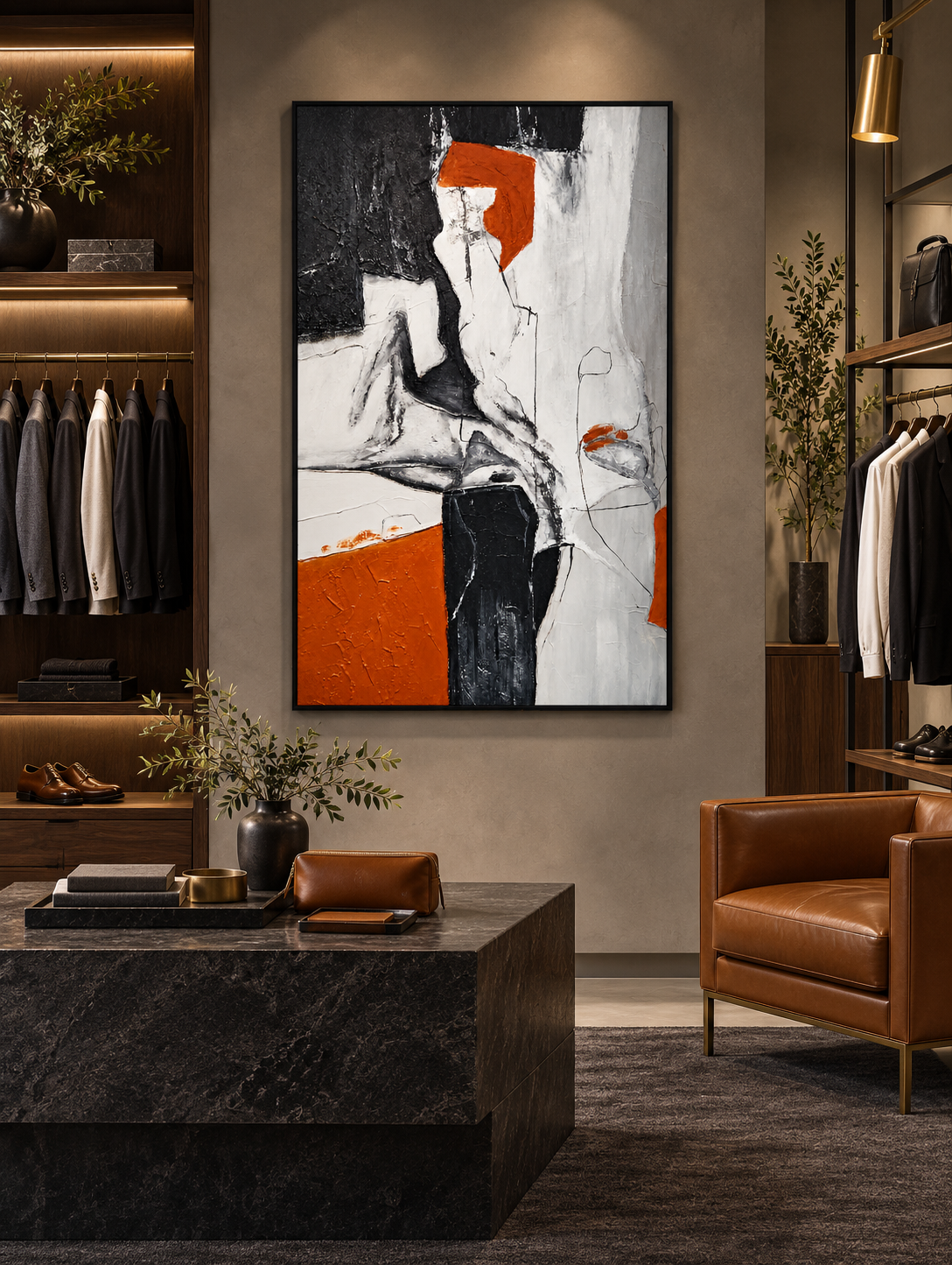 Terracotta Dialogue – Textured Acrylic Abstract Canvas Wall Art
