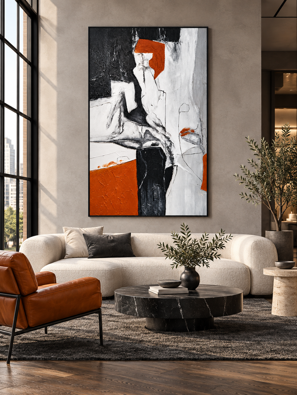 Terracotta Dialogue – Textured Acrylic Abstract Canvas Wall Art