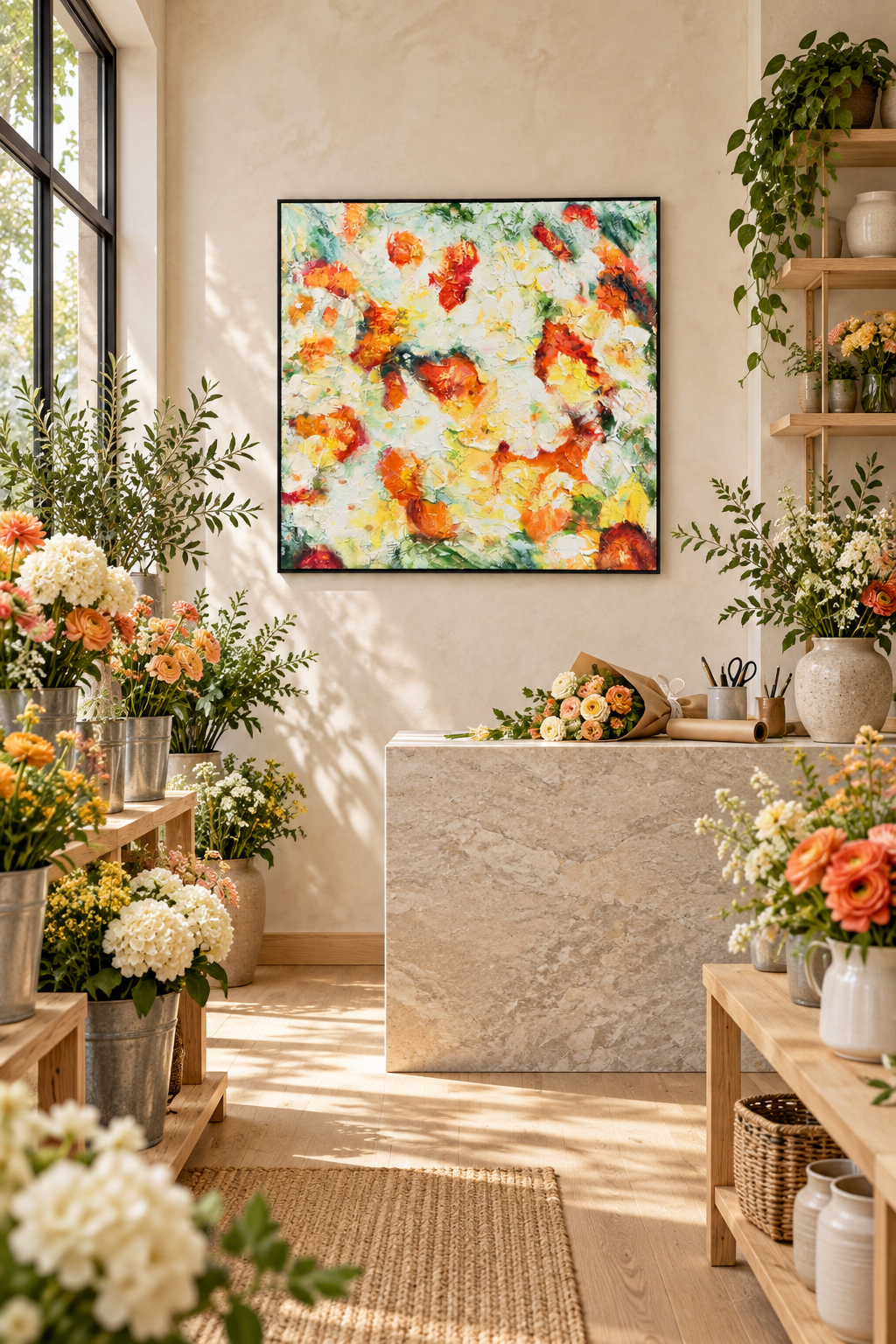 Wildflower Symphony – Textured Acrylic Floral Canvas Wall Art
