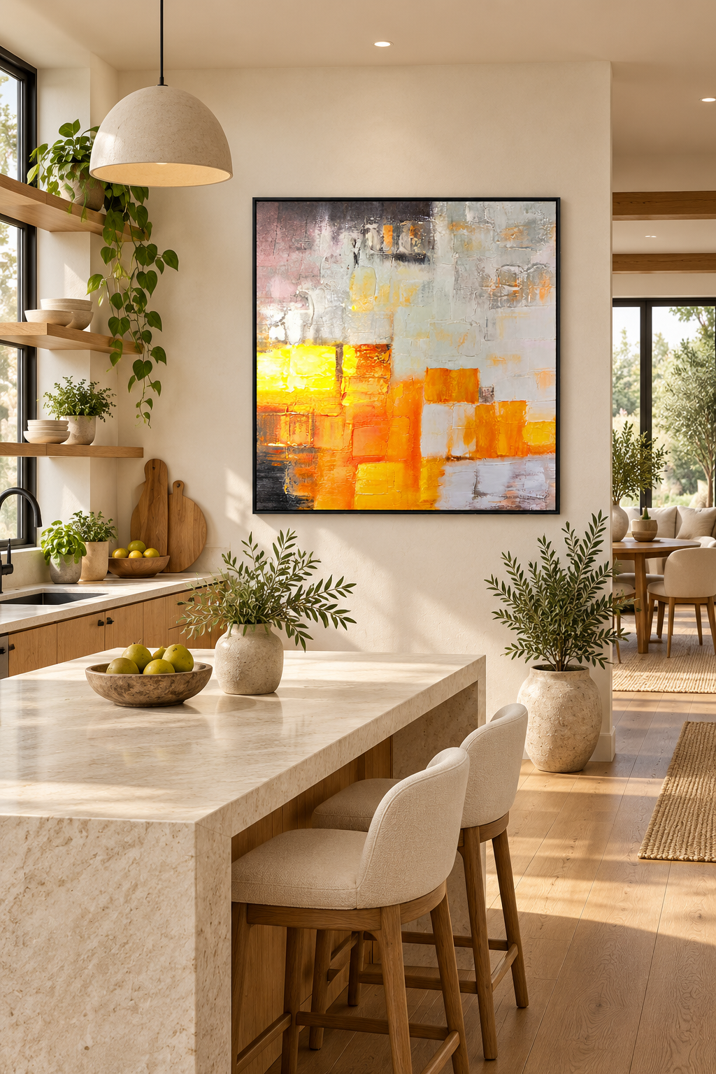Amber Architecture – Textured Acrylic Geometric Canvas Wall Art