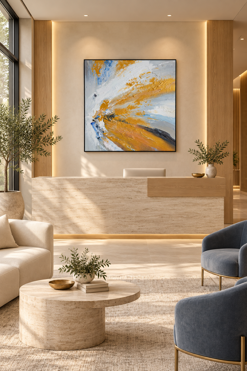 Sunlit Awakening – Textured Acrylic Abstract Canvas Wall Art