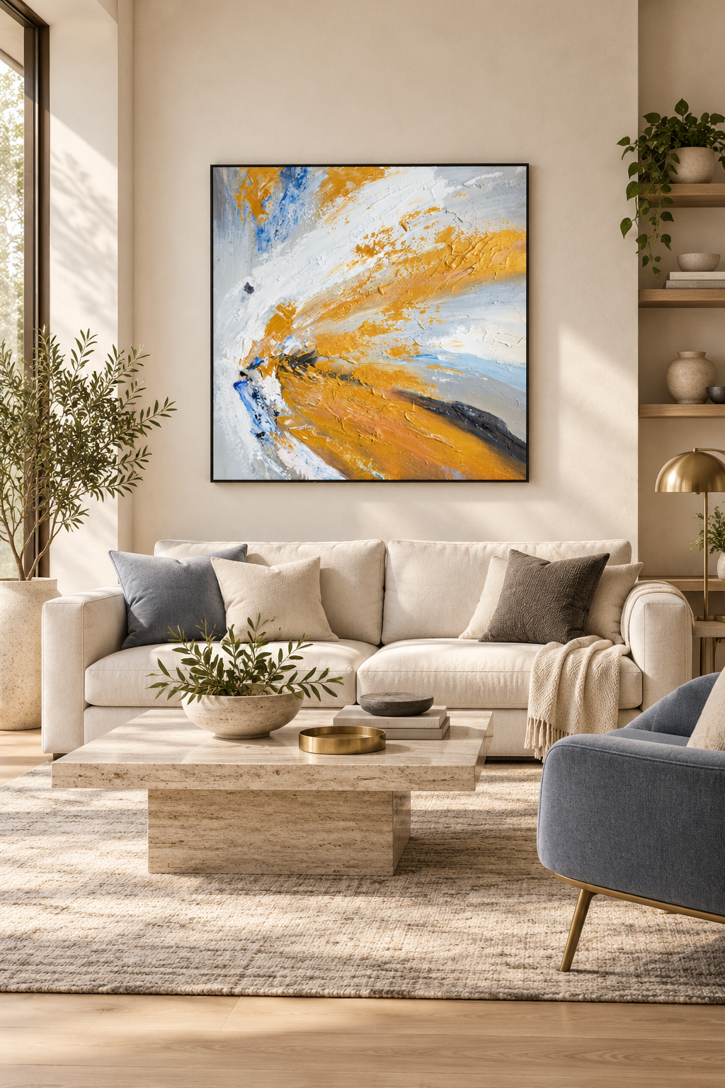 Sunlit Awakening – Textured Acrylic Abstract Canvas Wall Art