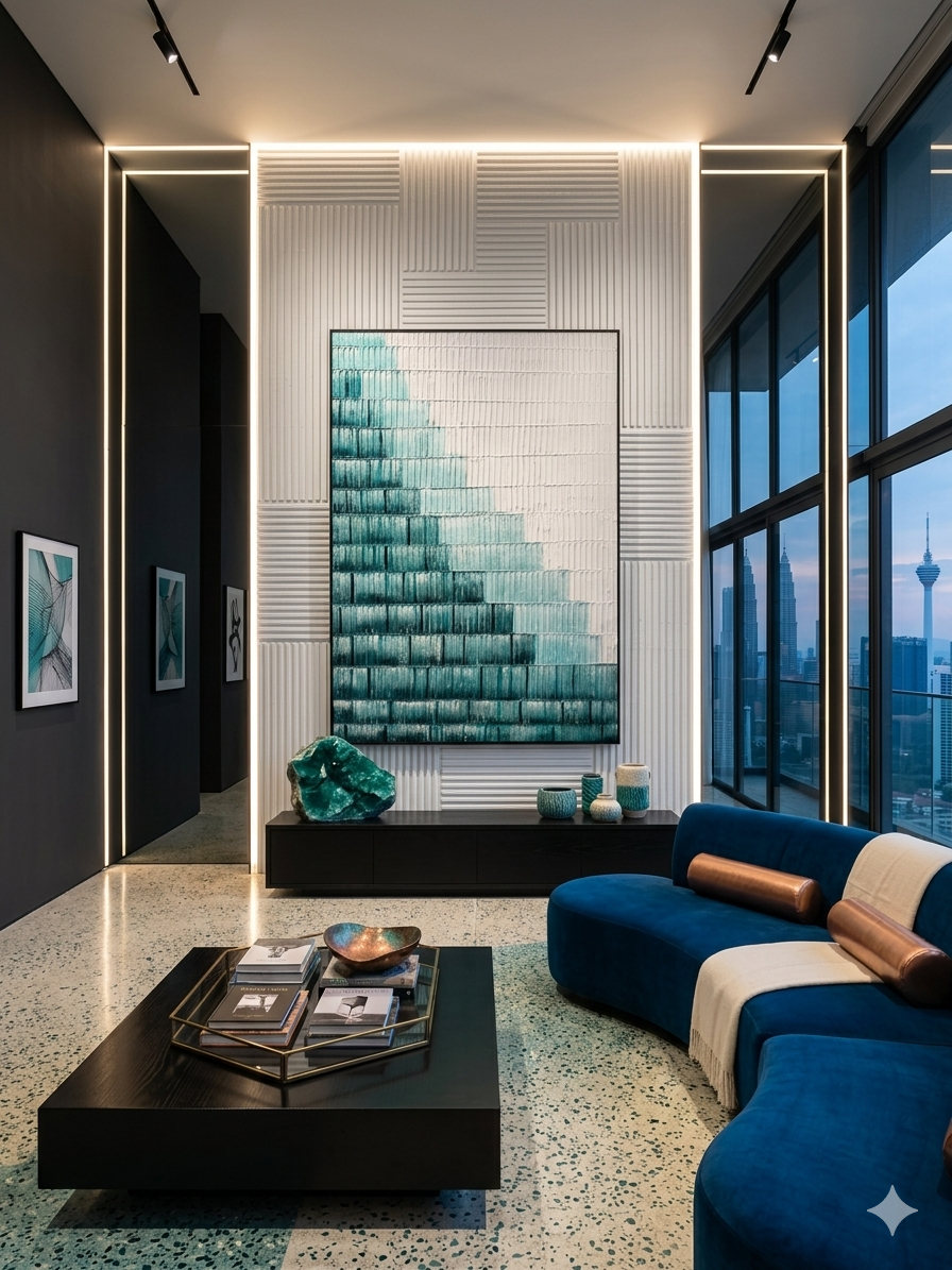 Modern Teal Gradient Line - Canvas, Wall Art