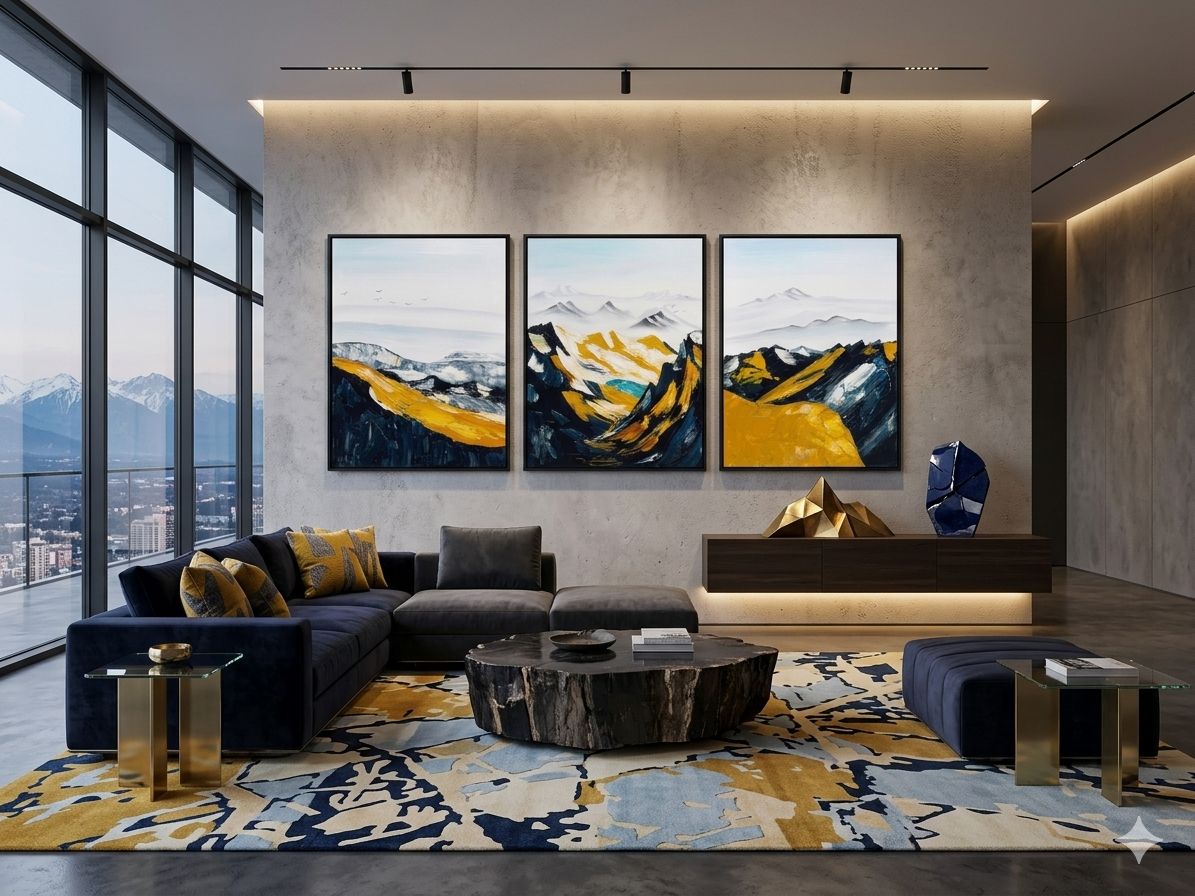 Golden Ridge Horizon - Modern 3-piece Canvas Art Set